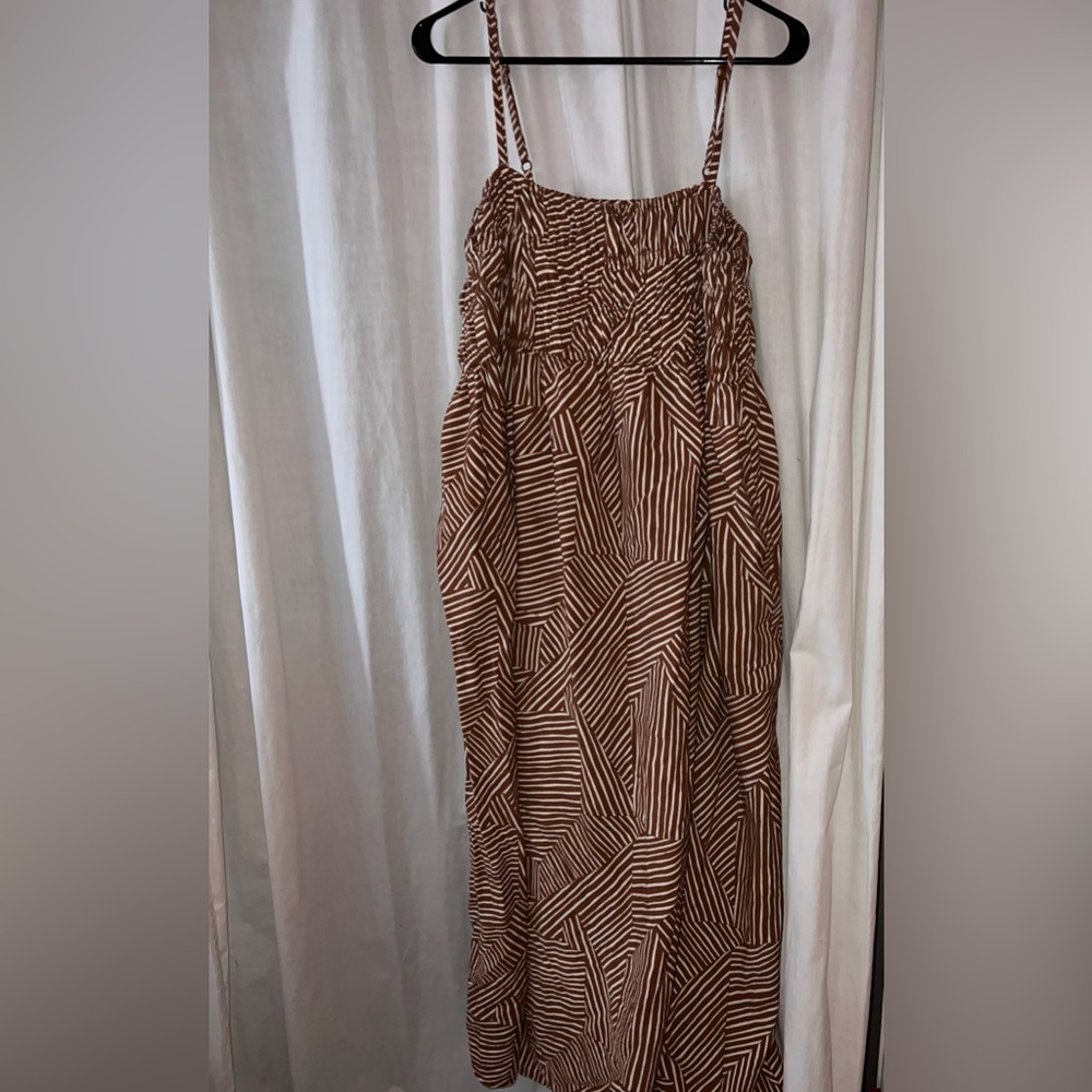 A New Day: White and Tan Striped Dress